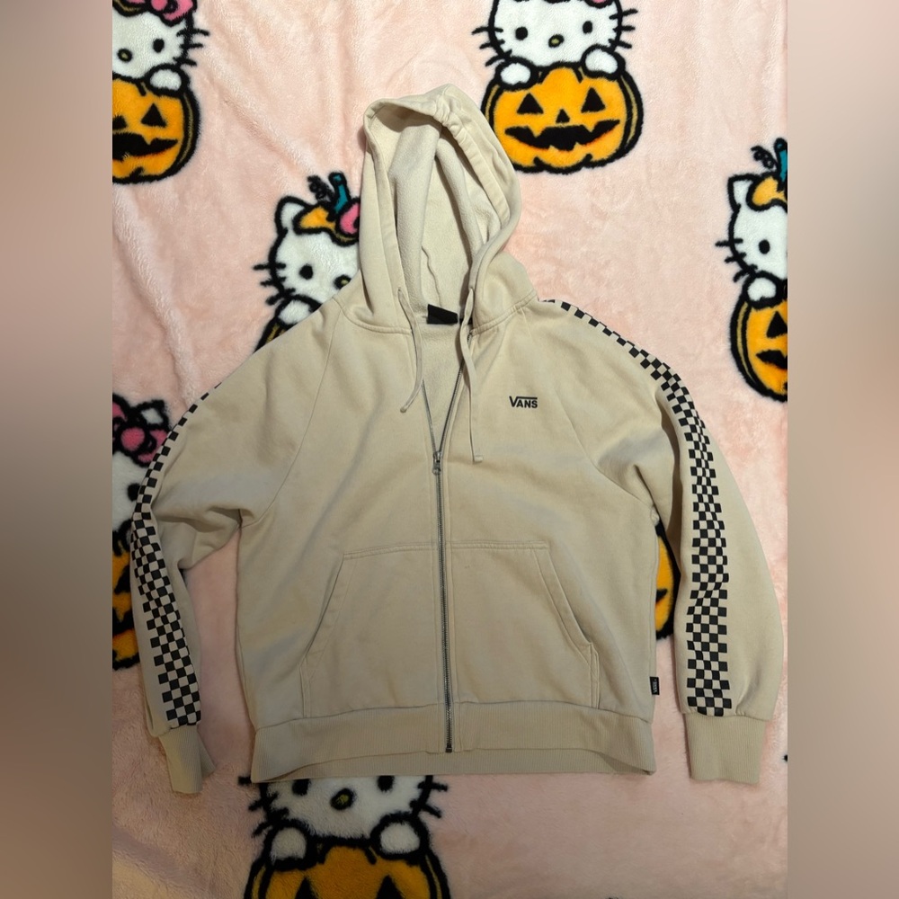 Vans Cream Checkerboard Zip-Up Hoodie